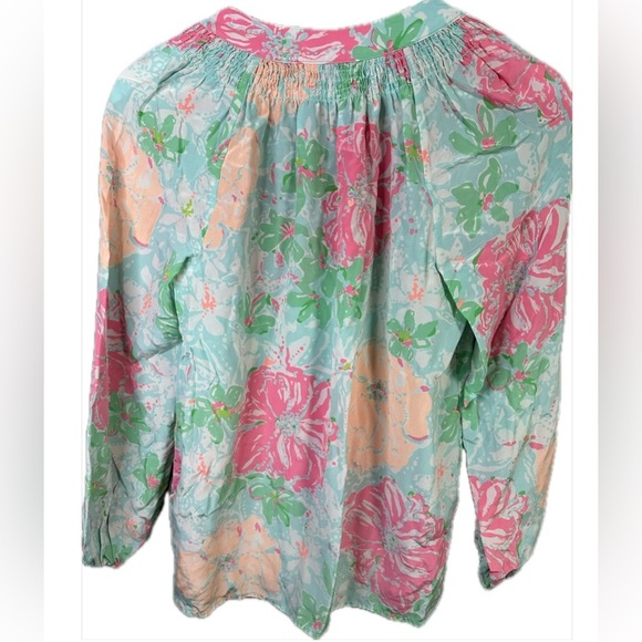 Lilly Pulitzer Elsa Blouse in Poolside Blue Beach Walk Size Small - Picture 5 of 9
